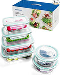 6-Pack Borosilicate Glass Food Storage Containers Set with Airtight Lids - Oven, Microwave & Freezer Safe, Leak-Proof, BPA-Free - Baking, Meal Prep & Gift Ready
