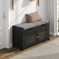 ChooChoo Shoe Storage Bench with Lift Top Storage & Cushioned Seats | 29.5" Entryway Bench with 3 Compartments & Adjustable Shelf, for Entryway, Black