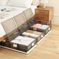 Under Bed Storage Containers with Wheels - Stackable, Foldable Plastic Storage Boxes with Lids for Clothes, Shoes, Blankets - Perfect for Bedroom Organization and Dorms (1 Pack-25.2''x16.5''x7.9'')