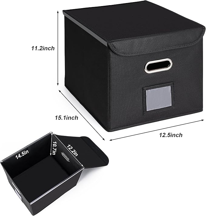 File Organizer Box with Lid, Large Hanging File Folder Organizer with Plastic Slide, Collapsible Portable Filing Storage Boxes for Office/Decor/Home (Light Purple, 14.9 x 12.59 x 10.8 inch, 2-Pack)