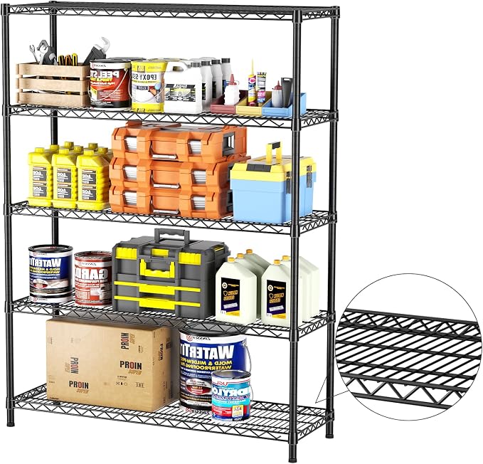SINGAYE 5 Shelves Adjustable Shelf Heavy Duty Wire Storage Shelving Metal | Home Storage Small Rack Pantry Closet Unit for Laundry Room Organization Bathroom Kitchen