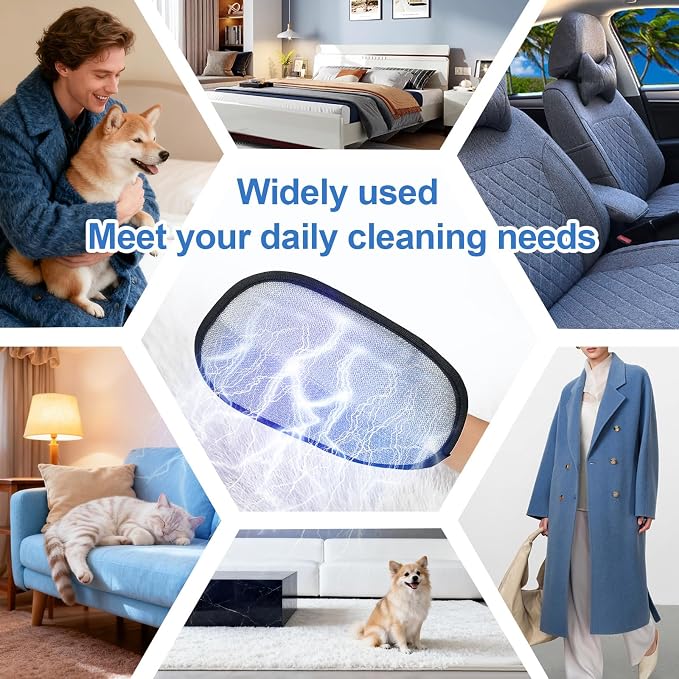Pet Hair Removal Tool for Cats & Dogs, New Upgraded Electrostatic Gloves for Pet Hair, Reusable Pet Hair Remover Tool for Couch, Furniture, Carpet, Curtain & Car Seat (Blue)