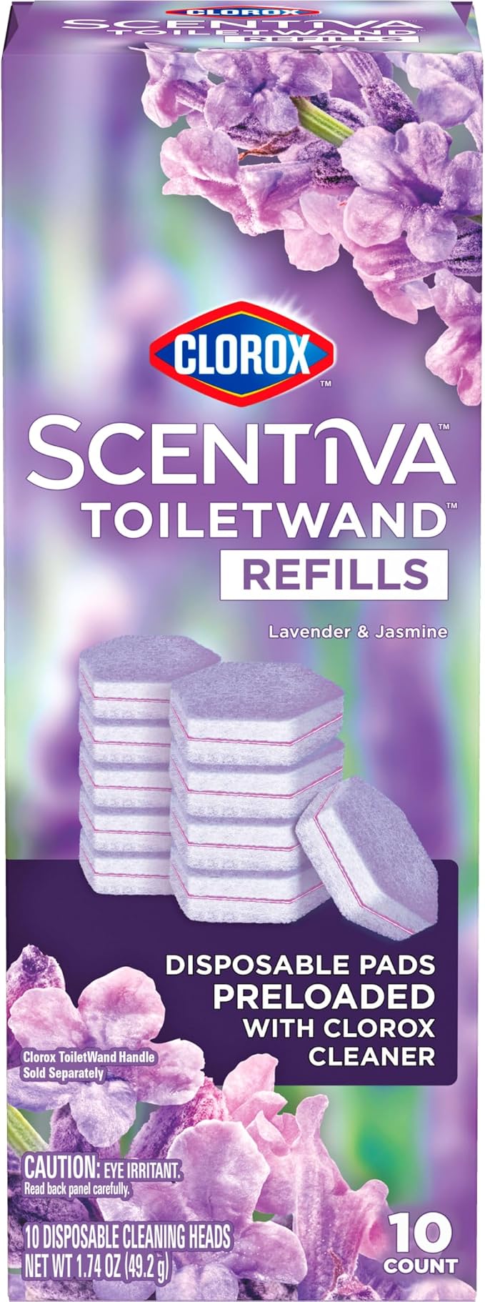 Clorox Scentiva ToiletWand Refills, Lavender and Jasmine, 10 Count