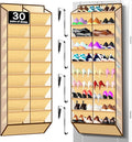 Kotkn 10-Tier Over the Door Shoe Organizer, 20 Pockets Holds 20-30 Pairs, Heavy-Duty Oxford Fabric with Hexagon Mesh for Boots & Sneakers, Beige