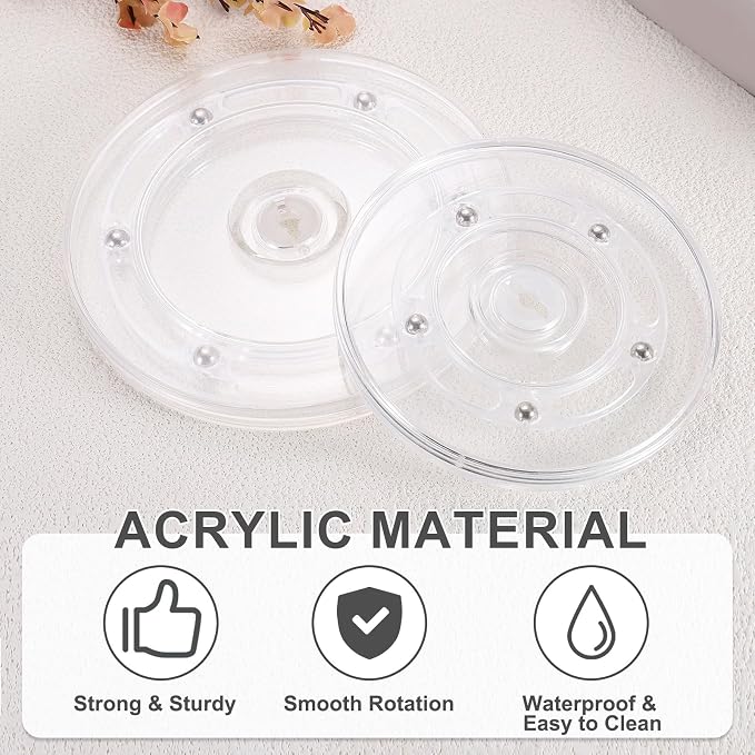 uxcell Acrylic Lazy Susan Turntable, 6.5 Inch Clear Turntable Organizer Ball Bearing 360 Degree Rotating Tray for Spice Rack Table Cake Kitchen Pantry Decorating Bathrooms