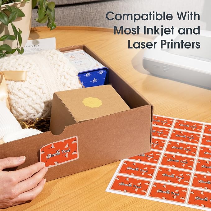 8.5" X 11" Matte White Full Sheet Labels (250 Sheets, 250 Stickers) Printable Sticker Paper for Laser & Inkjet Printers - Spartan Industrial Template R026