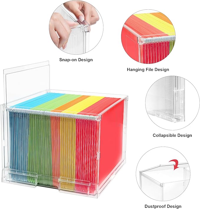 UMAIL File Box,Hanging File Organizer,Portable Storage Bins with Lids,Letter-size File Holder File Cabinet for Office/Home/Decor No Folders(3Pack)