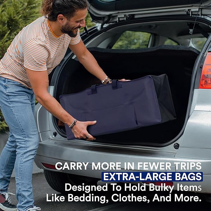 BOX USA 6-Pack Moving Bags with Strong Handles & Zippers - Heavy Duty Extra Large Packing Bags for Storage, Moving Boxes, Dorm & College Supplies, Blue