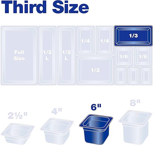 CFS 3086203 StorPlus High Heat Food Pan, 6" Deep, Third Size, Black, 1/3 Size (Pack of 6)