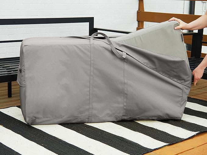 Covermates Ultima Cushion Storage Bag – 600D Ripstop Polyester, Waterproof Zipper, Heavy Duty Patio Cushion Storage with Handles & Vent, 75W x 18D x 26H, Ripstop Grey
