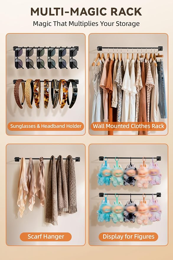 Cowboy Hat Rack for Wall 24 Clips Cowboy Hats Hook Metal Cowboy Hat Hanger | Hat Organizer for Bucket Baseball Caps Sunhat Winter Beanies Fedora Hat Holder on Wall Women Men Closet Black 2 Pcs