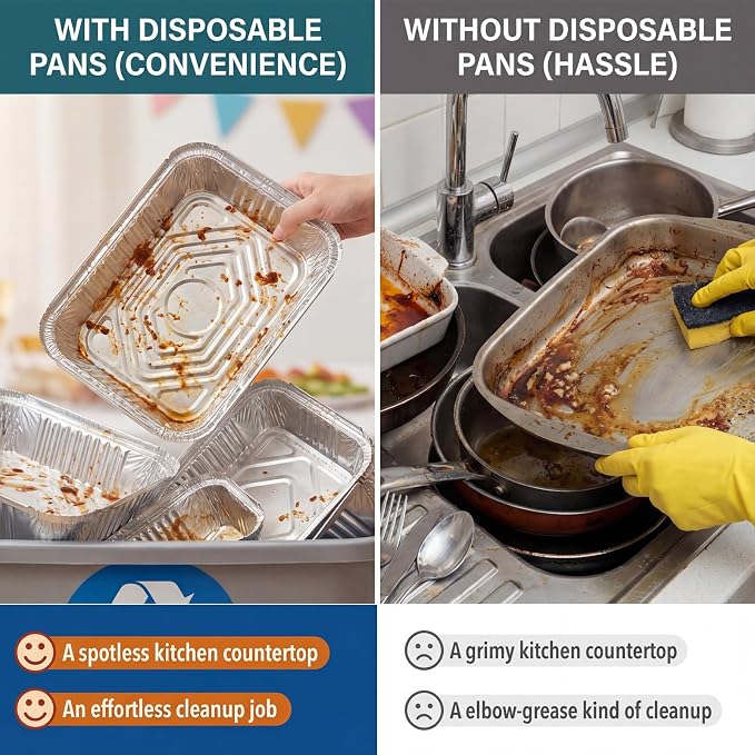 60 Pack Disposable Aluminum Pans with Lids, 10x7.5 and 7.3x5.3 Square 6.9x4.3 Square Combo Set, Disposable Baking and Cake Pan