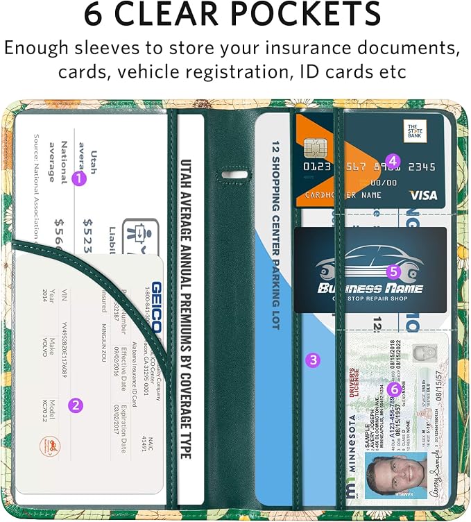 CoBak Car Registration and Insurance Holder | Vehicle Glove Box Organizer, Auto Truck Compartment Document Case with Magnetic Closure for Insurance & Driver License