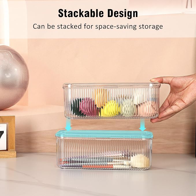 JessLab Makeup Brush Holder Organizer, Clear Makeup Sponges Organizer, Cosmetic Storage Case with Lid Display Case for Vanity, 1 Compartment (1 Pack)