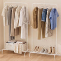 Small White Clothing Rack 2 Pack, Metal Garment Rack No Wheels, Free Standing Clothes Rack with Bottom Shelf for Hanging Clothes, Space Saving Closet Organizer for Bedroom, Laundry Room