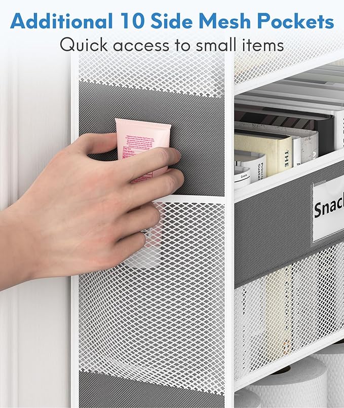 Optish Over The Door Organizer Hanging, 2 Pack 5 Shelf Behind The Doors Storage, Pantry Door Organizer, Closet Organizers for Bedroom and Nursery (Dark Grey)