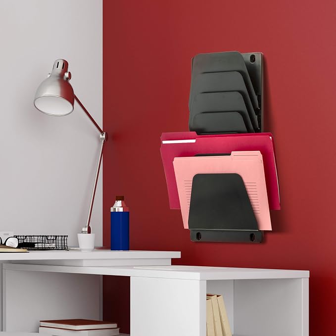 Officemate Wall File Holder, Letter/Legal, 7 Pockets, Black (21505)