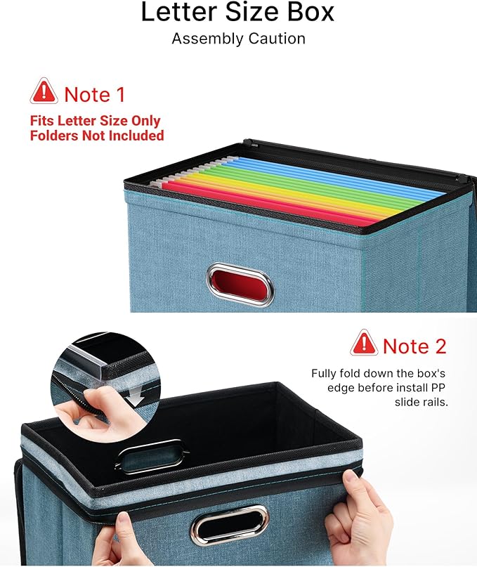 Oterri File Organizer Boxes with Lids, File Box with Mesh Pockets, Document Organizer Box for Letter Size Folders, Zippers Important Document Organizer (Denim, Small-2 Pack Without Folders)