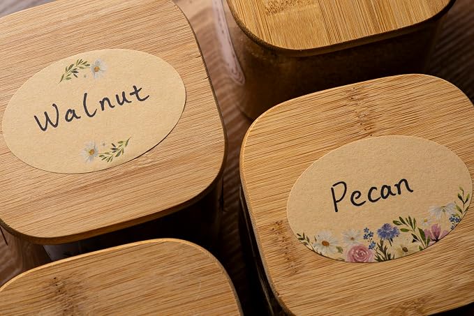MONEST Waterproof Label Stickers for Jars and Lids, Pantry, Mason Jar, Canning, Spice, Bottle Labels (Daisy 2"x3")