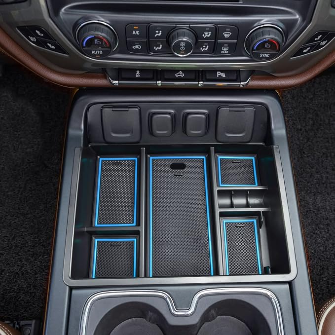 Center Console Organizer Tray for 2014-2018 Chevy Silverado/GMC Sierra 1500 | 2015-2019 Silverado/Sierra 2500HD/3500HD Accessories, Armrest Storage Box Add Extra Storage, Full Console w/Bucket Seat ONLY