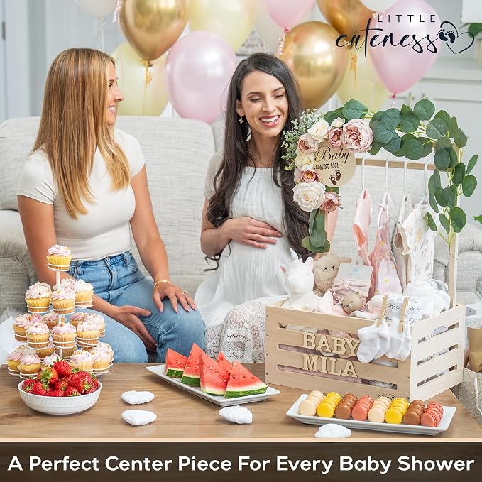 Wooden Baby Shower Crate Closet, Personalized Baby Shower Basket, Natural