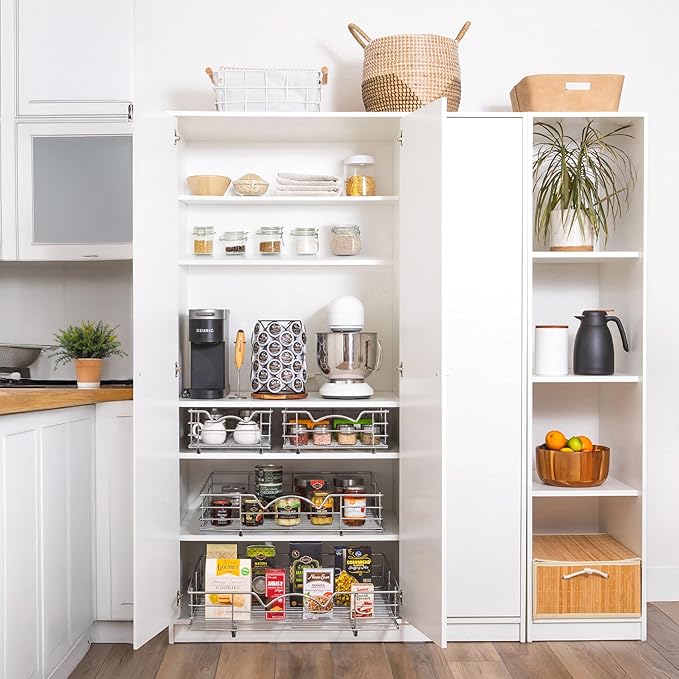 HOLDN’ STORAGE Pull Out Cabinet Organizer, Slide Out Drawer for Kitchen Cabinets & Pantry, Roll Out Shelf for Pots, Pans & Under Sink Storage, Heavy-Duty Full-Extension, 30" W x 21" D x 5" H