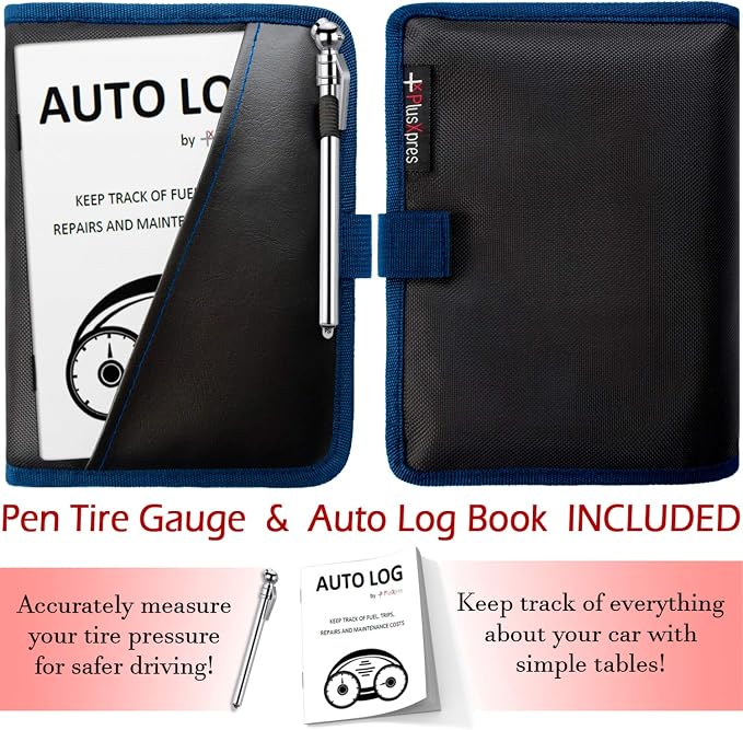 PlusXpres Glove Box Compartment Organizer - Car Document Holder - Blue | Owner Manual Case Pouch, Vehicle Storage Wallet for Registration and Insurance Card, Auto Paperwork Holder, Log Book included
