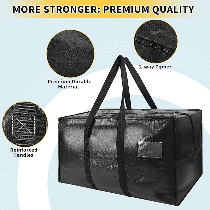 Heavy Duty Extra Large Moving Bags,96 Gallon Jumbo Packing Bags,Huge Moving Storage Bags with Strong Zippers & Carrying Handles,Reusable Big Moving Storage Bags for College Dorm Travel 1Pack
