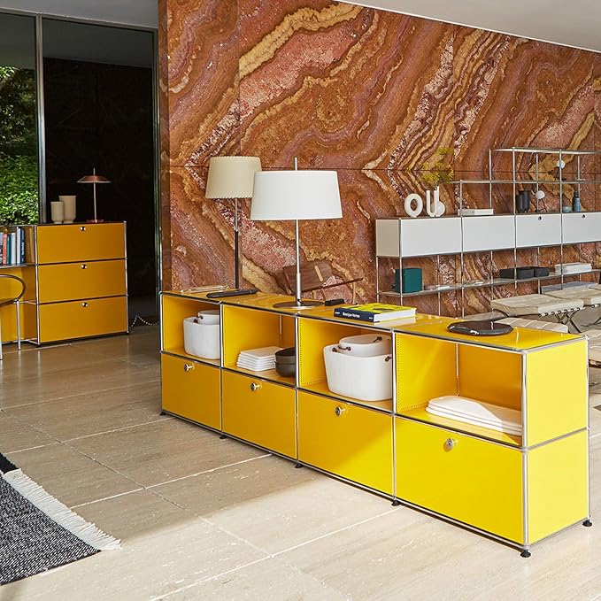 Modern Storage Cabinet Yellow F Versatile Free-Standing Organizer for Home Office Décor, Green (Yellow, F-15 D x 60" W x 29" H)