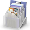 File Organizer for Desk, 5-Section Mesh Mail Holder, White | Mesh file organizer for desk, mail organizer and folder holder for A4/letter papers, notebooks, binders and office supplies