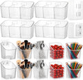 14 Pack Cabinet Door Organizer Adhesive Wall Mount Storage Bins Makeup Containers Stackable Organizer Basket for Kitchen Cabinets, Bathroom, Pantry, Office, Refrigerator (Frosted Clear)