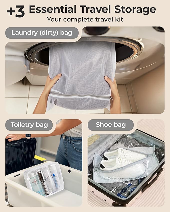 BAGSMART Vacuum Bags for Travel with Rechargeable Air Pump, Portable Space Saver Bags for Travel & Home, Vacuum Compression Seal Bag for Clothing, Blanket, 18 Pack Multicolor
