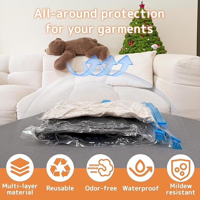15 Pack Travel Vacuum Bags with Portable Electric Pump, Carry On Vacuum Seal Bags for Luggage and Suitcase, Space Saver Storage for Clothing and Travel Organization