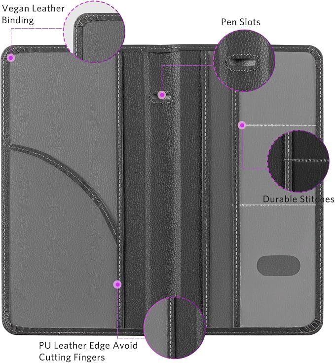 CoBak Car Registration and Insurance Holder | Vehicle Glove Box Organizer, Auto Truck Compartment Document Case with Magnetic Closure for Insurance & Driver License