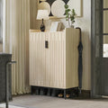 Mericonia Shoe Cabinet with Metal Legs, Farmhouse Large 5-Tier Shoe Storage Cabinet with Doors, Wooden Shoe Organizer for Entryway, Hallway (2 Door Shoe Cabinet, Oak-Modern)