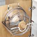 TIDIIABODE Pot Lid Organizer, Adjustable Kitchen Pot Lid Holder Inside Cabinet, Kitchen Cabinet Organizer Hanging for Food Storage Container, Pot, Pan Lid & Bakeware, Sliver