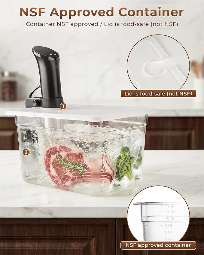 EVERIE Sous Vide Container 12 Quart EVC-12 with Collapsible Hinged Lid Compatible with Anova Nano or AN500-US00 or Anova Pro 3.0 or Anova Mini, Also Fits Instant Pot