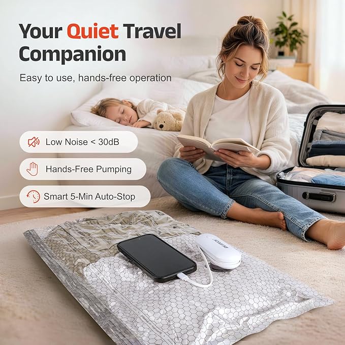 IDEATECH 12 Pack Travel Vacuum Storage Bags with USB Pump, Carry-On Size Compression Packing Bags, Space Saver Vacuum Seal Bags for Clothing, Luggage & Home Storage, Essential Travel Pack-4S+4M+4L