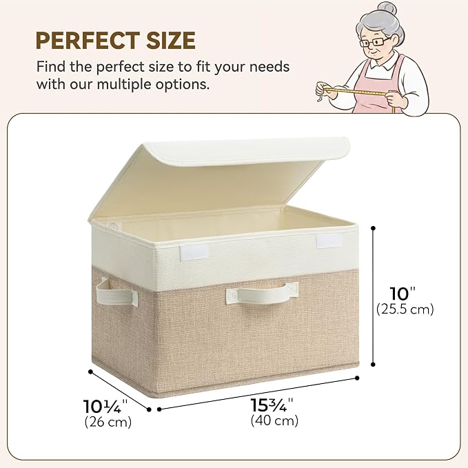 GRANNY SAYS Storage Bins with Lids, Decorative Storage Boxes, Clothes Stoarge Bins, Shelf Baskets, Closet Storage Bins for Clothing, Collapsible Storage and Organization, 4-Pack