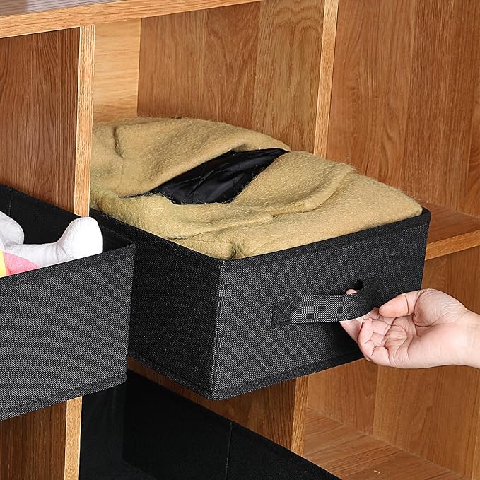 Clothings Collapsible Storage Bins, Foldable Organizers and Storage Baskets Cube Storage Bin for Bedroom Living Room (4 Pack, Black, 15.4x11.4x5.5inch)