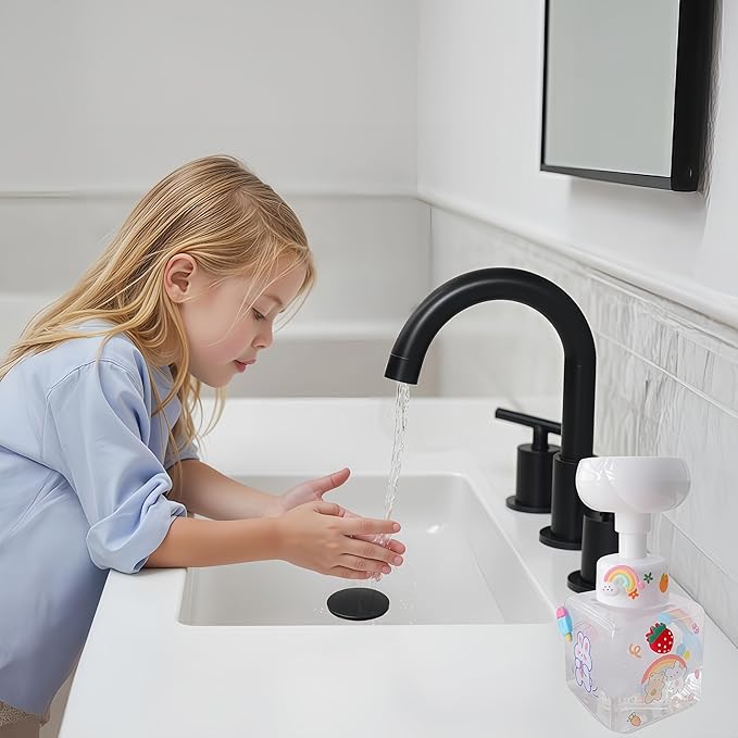 Flower Foam Dispenser Pump Bottle-250ml Reusable Plastic Soap Dispenser for Shampoo, Hand Soap&Bath, Includes Cute Stickers, Perfect for Kids Bathroom Or Kitchen (White)