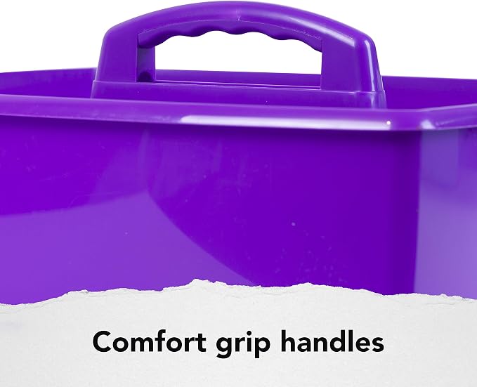Storex 2-Compartment Large Craft Caddy – Multipurpose Classroom Organizer with Handle, Purple, 1-Pack (00955C06C)