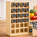 Novabright 24 Grids Bamboo Spice Rack Organizer, Wooden Spice Rack Wall Mount with Square Compartments, Wood Hanging Shelf for 4 oz Glass Jar Drawer Cabinet Kitchen Countertop Wall, Jars Not Included
