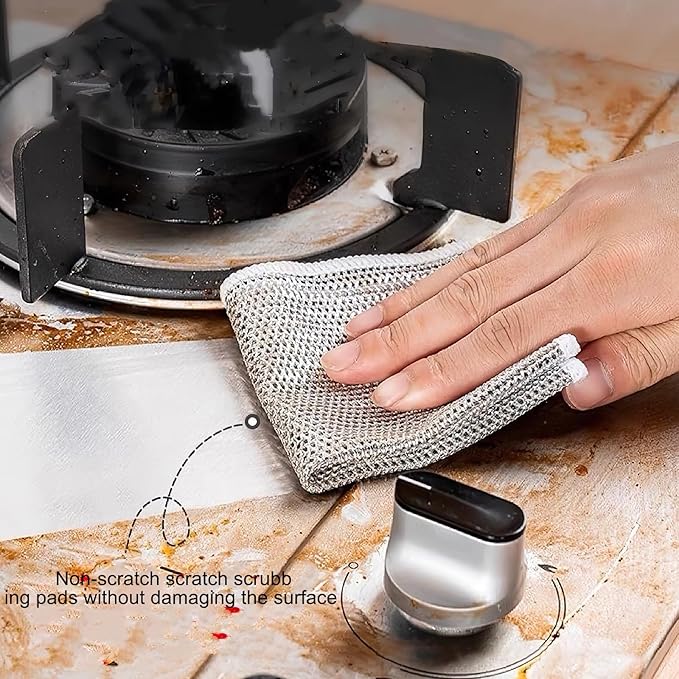 2024 New Multipurpose Wire Miracle Cleaning,Wire dishwashing, Non Scratch Wire Dishcloth,Dish Towels for Kitchen Sinks Dishes Stove Tops,ClothsMultifunctional Wire Dishwashing Rags for Wet and Dry