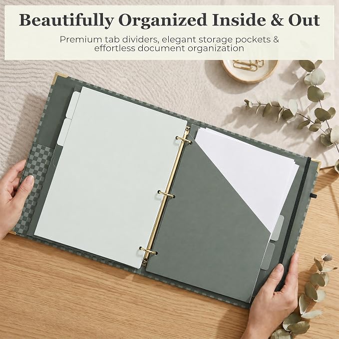 Aesthetic Clipboard Binder with Dividers - Document Organizer and Clipboard Folder for Work - Sturdy 3 Ring Binder & Planner Folio for Streamlined School Projects, Notes and Daily Office Productivity