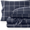 Bare Home Twin Sheet Set - Luxury 1800 Ultra- Soft Double Brushed Microfiber - Deep Pockets - Easy Fit - 4 Piece Bedding Sheet Set (Twin, Modern Plaid - Midnight/White)