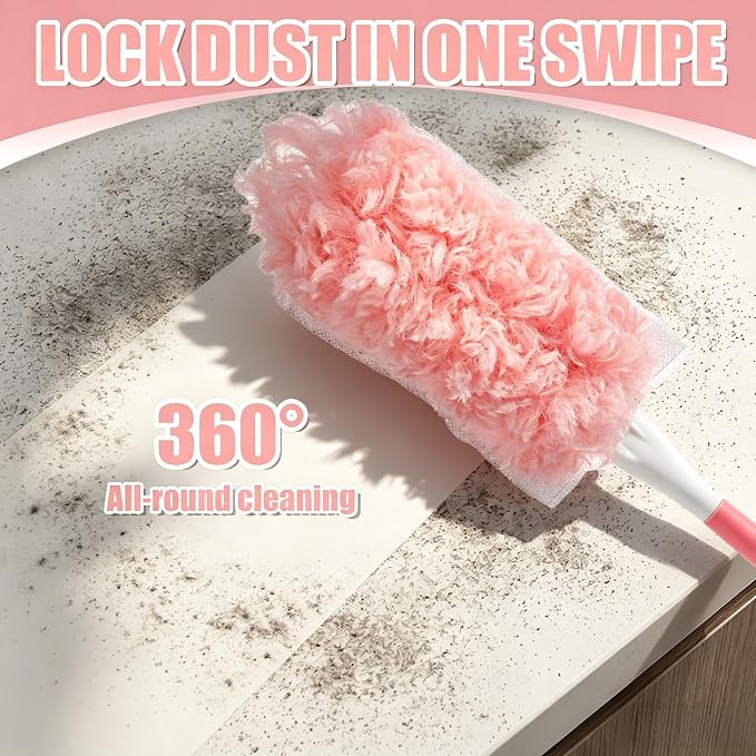 62Pcs Duster Kit 60 Refills and Extendable Handle Microfiber Dusting