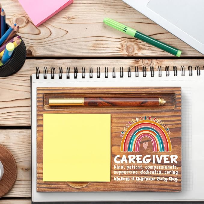 Caregiver Appreciation Gift Sticky Note Holder, Thank You Encouragement Desk Accessory for Nurse Coworker, National Nurses Week Office Desk Item TZP176
