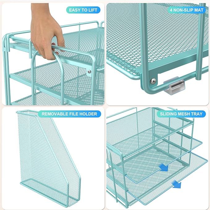 gianotter 4-Tier Paper Organizer With Magazine Holder, Desk Organizers and Accessories, Desk Accessories & Workspace Organizers, File Organizer for Office Supplies Storag (Blue, 4-Tier)