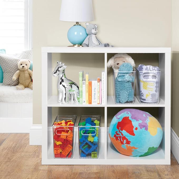 iDesign Tall Plastic Storage Bin with Handles, Set of 4, Clear | For Fridge or Freezer, Made in USA